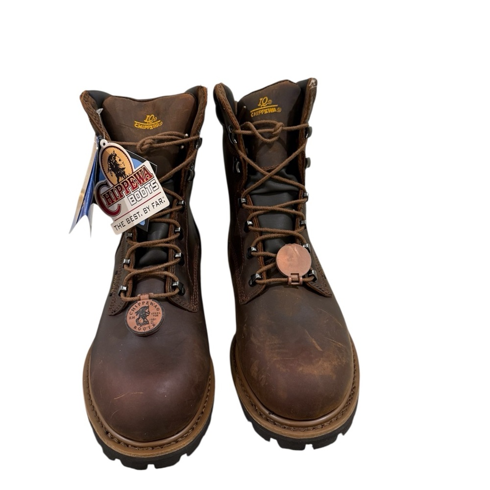 NEW Chippewa Tough Bark Leather Steel Toe Boots ~ Size 9.5 ~ Style # 55069
